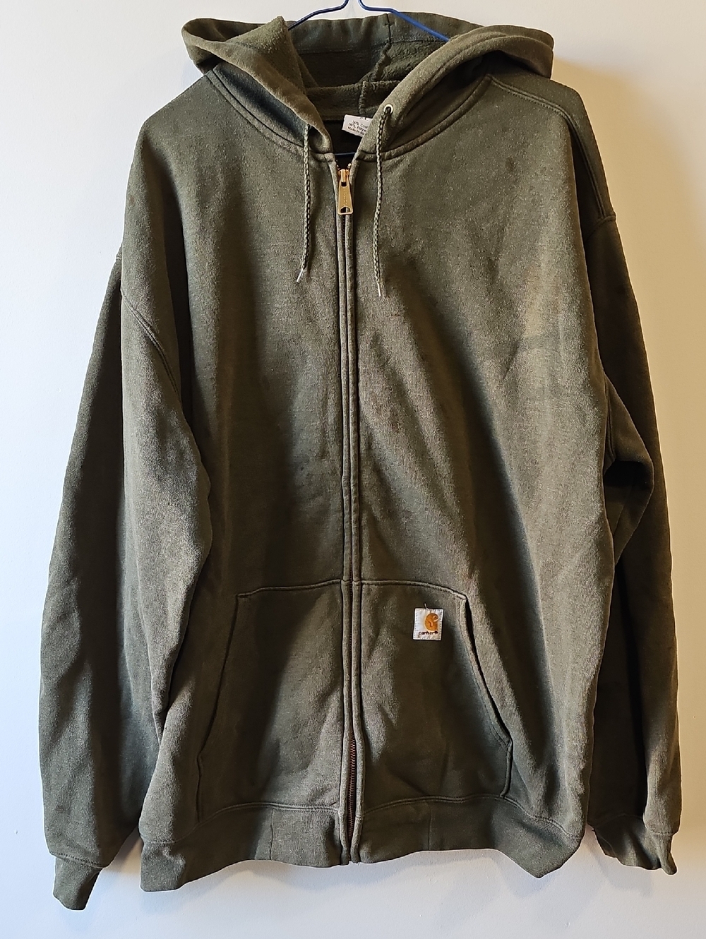 Carhartt Olive Green XXL Full-Zip Hooded Work Jacket